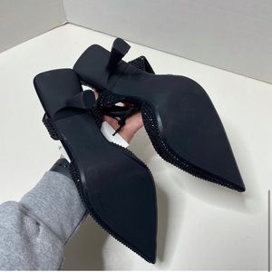 Zara Women's Black Strap Glitz Bedazzled Heel Pointed Sandals Size 37 NEW